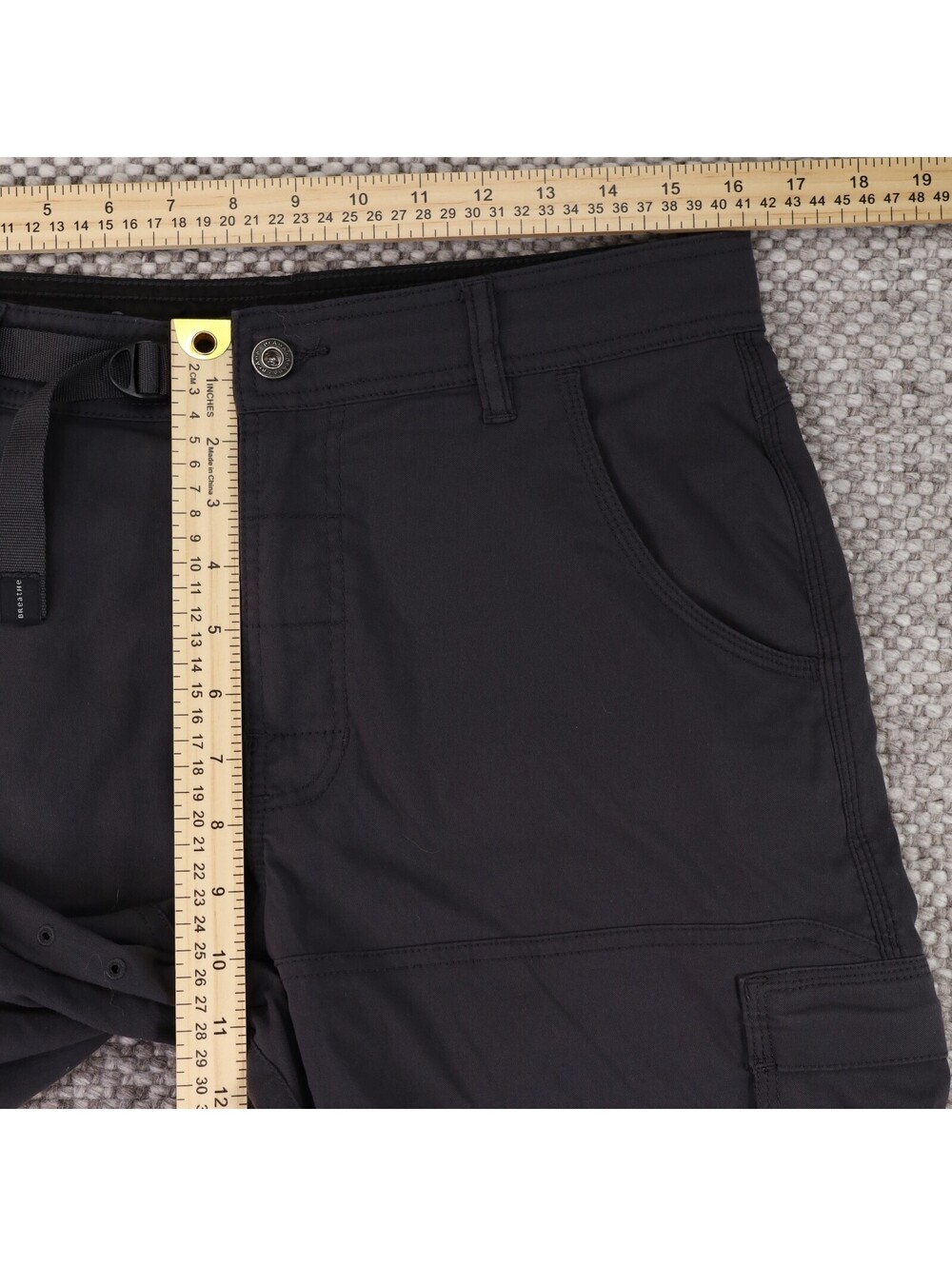 prAna Stretch Zion Cargo Hiking Shorts Charcoal Grey 32x10 - Picture 6 of 11